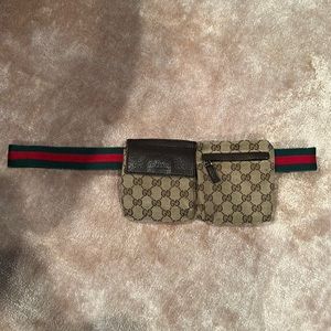 Gucci canvas double pocket belt bag